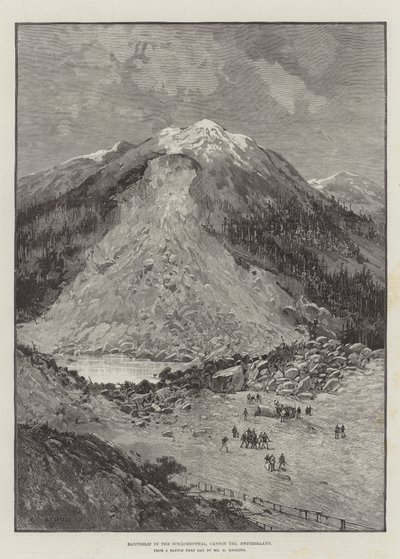 Earthslip in the Schachenthal, Canton Uri, Switzerland by Charles Auguste Loye